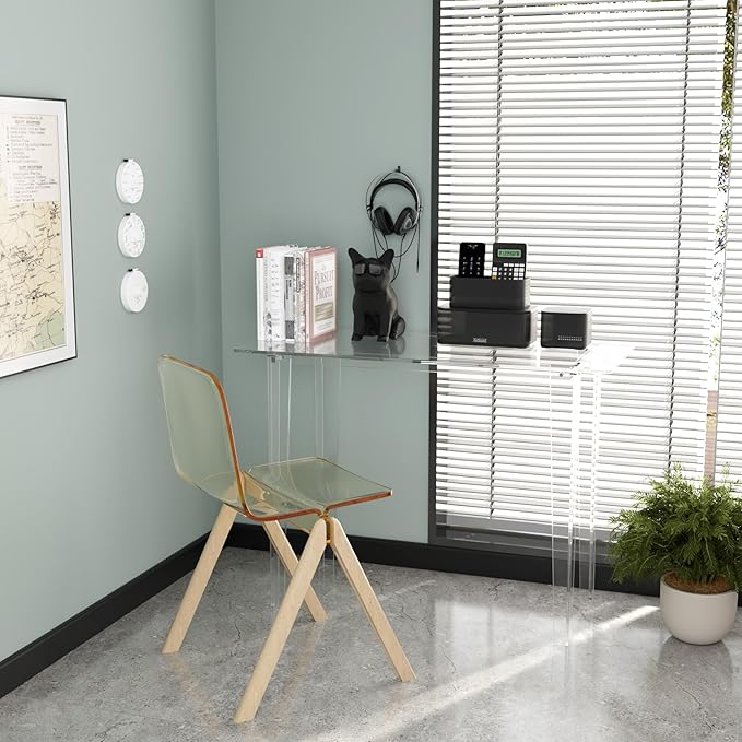 Acrylic Desk, Modern Study Table for HomeOffice-Extended Surface Multi-Purpose Console & EntrywayTable, Sturdy Lightweight Design (42.5-inch, Transparent)-CasaMuseHome