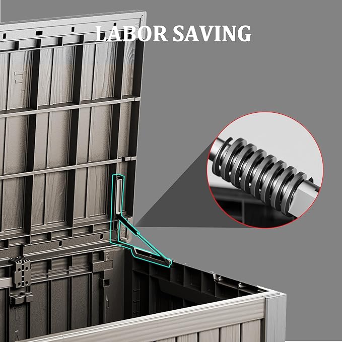 180 Gallon Lockable Resin Deck Box, Waterproof & UV-Resistant Outdoor Storage Box for Outdoor Cushion Storage, Garden Tools & Pool Accessories Storage, Gray-CasaMuseHome