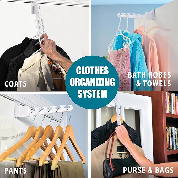 Wonder Hanger Over The Door 3-Pack Organizer for Clothes Hangers, Space-Saving Cascading Hanger Hooks, White-CasaMuseHome