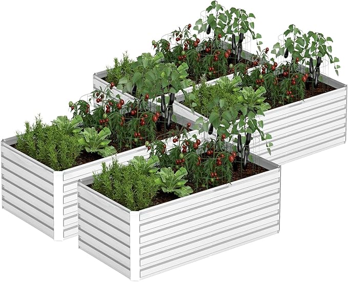 6x3x2 ft Raised Garden Bed, Large Metal Planter Raised Beds, Planters for Outdoor Plants for Vegetables, Flowers, Herbs, Fruits, and Succulents.(4 Pcs)-CasaMuseHome