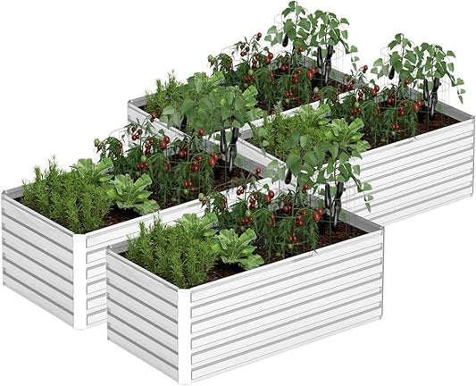 6x3x2 ft Raised Garden Bed, Large Metal Planter Raised Beds, Planters for Outdoor Plants for Vegetables, Flowers, Herbs, Fruits, and Succulents.(4 Pcs)-CasaMuseHome