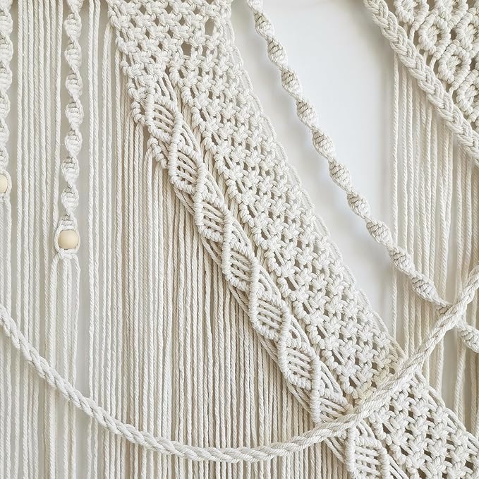 Achart Macrame Wall Hanging Large- Boho Wall Decor- large wall art- Wall Decor Living Room- Macrame Tapestry Boho Decor for Bedroom (Triangle)-CasaMuseHome