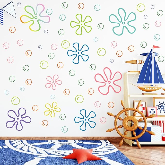 187PCS Flower Bubbles Wall Decals Under The Sea Birthday Party Decorations Ocean Wall Stickers Wall Decor for Bathroom Nursery Bedroom Home Classroom Car-CasaMuseHome