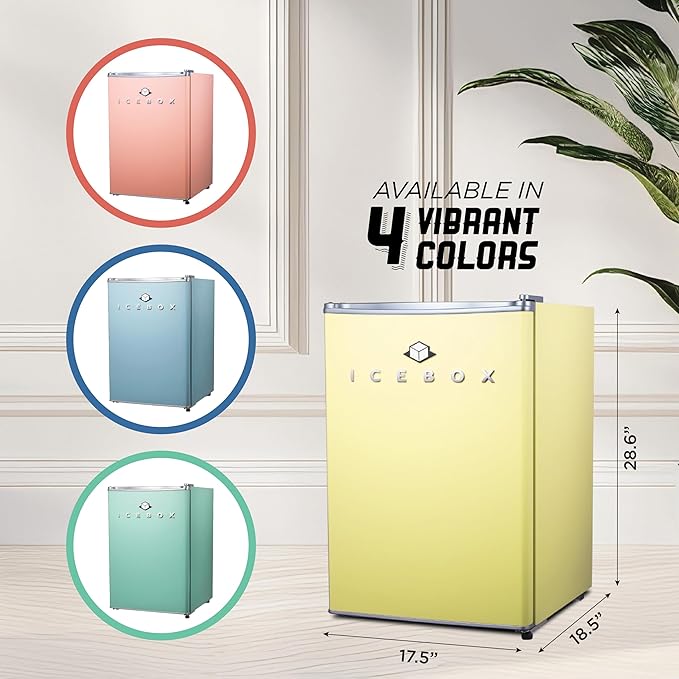 2.5 Cu. Ft. Compact Refrigerator, ENERGY STAR Certified Small Refrigerator, Single Door Mini Fridge with Freezer, R600a Refrigerant, IBCR25SUN , Sun Yellow-CasaMuseHome