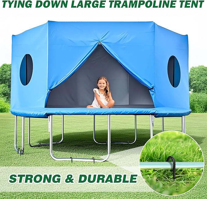 16 Inch Ground Stakes Heavy Duty,16 Pack Metal Fence Stakes for Ground for Wire Fencing,Heavy Duty Long Tent Stakes for Trampolines Camping Canopies and Swing Set-CasaMuseHome