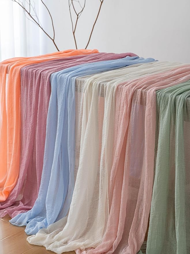 3pcs Cheesecloth Table Runner Dusty Rose Gauze 120 Inch 10 FT Rustic Boho Cheese Cloth Runner for Wedding Baby Shower Bridal Shower Party Long Sheer Centerpiece Fall Home Decoration-CasaMuseHome