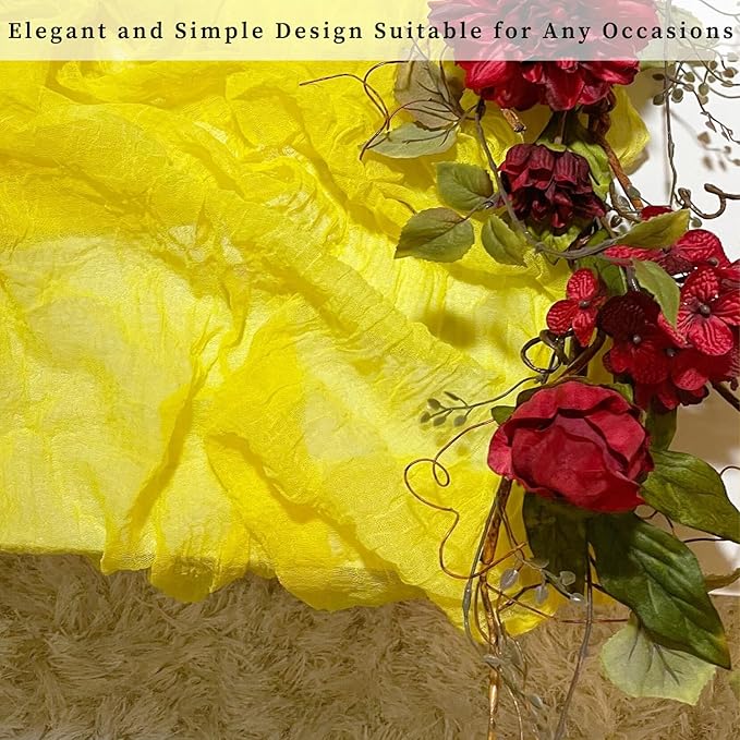 6 Pack Yellow Cheesecloth Table Runner 20 x 120 Inch Long Rustic Gauze Cheese Cloth Table Runner for Wedding 10FT Bridal Baby Shower Table Decorations Boho Fabric Sheer Birthday Party Table Decor-CasaMuseHome