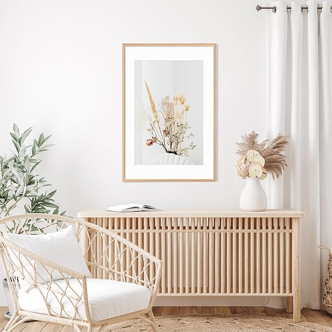 20x30 Poster Frame Natural Solid Oak Photo Frames with 16x24 Removable Mat Wall Hanging Large Handcrafted Frame with HD Plexiglass Wall and Tabletop Display Large Picture Frame-CasaMuseHome