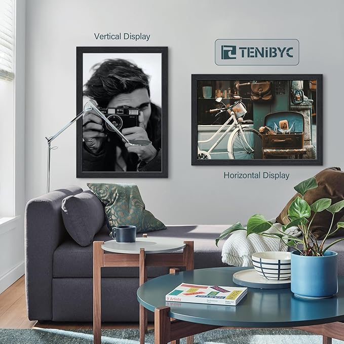 20x28 Picture Frame Set of 3 - Black Woodgrain, Solid Wood Gallery Poster Frame - Wall Hanging-CasaMuseHome