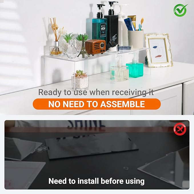 Acrylic Kitchen Cabinet Organizer Shelf, Spice Rack, Plate and Cupboard Storage Riser, Versatile Pantry Shelf, Durable Clear Countertop Organizer for Home and Kitchen(4 PCS)-CasaMuseHome