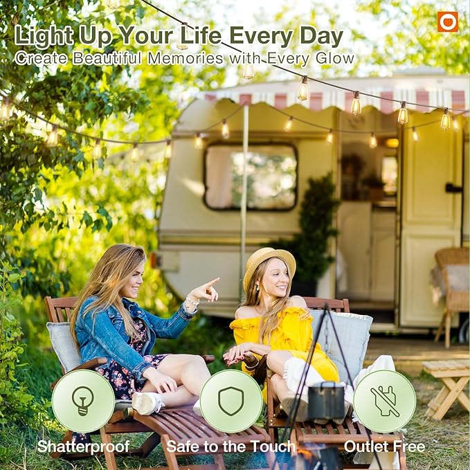 addlon 33(27+6) FT Solar String Lights Waterproof,Patio Light Solar Powered with Remote& USB Port 9+1 LED Shatterproof Bulbs 3 Lighting Modes Outdoor for Camping Backyard Garden-CasaMuseHome