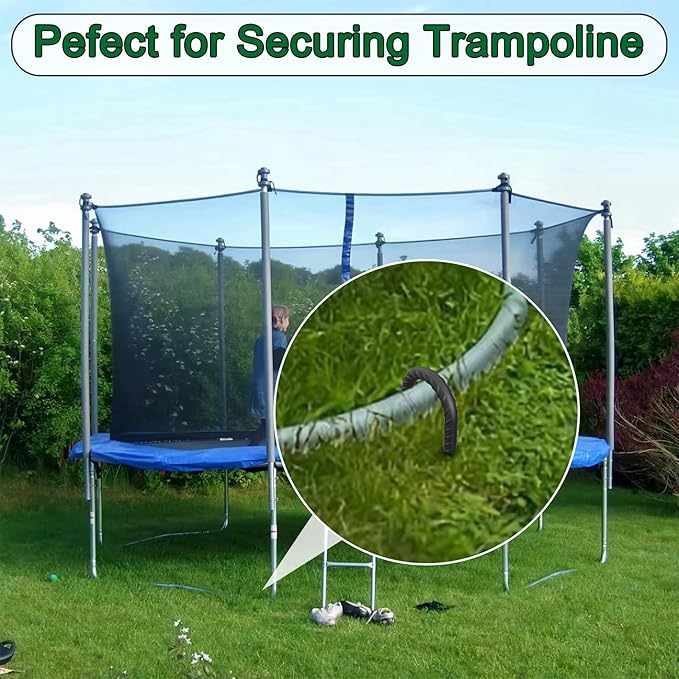 18 Inch Steel J Hook Rebar Ground Stakes 16 Pack 1/2 Inch Diameter Fence Stakes for Wire Fencing with Chisel Point End Metal Tent Stakes Heavy Duty for Outdoor Camping, Black-CasaMuseHome