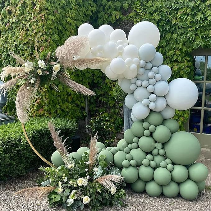 130pcs Sage Green Balloons Different Sizes 18" 12" 10" 5" Olive Green Balloons for Birthday Graduation Baby Shower Wedding Anniversary New Year Party Decorations-CasaMuseHome