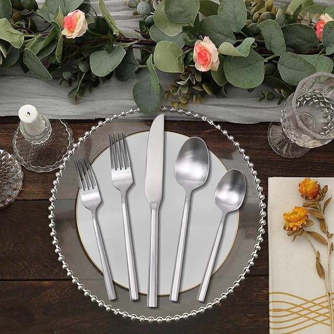 20 Piece Stainless Steel Silverware Set, Handle Flatware, Modern Matte Finish Cutlery Set, Service for 4, Dishwasher Safe-CasaMuseHome