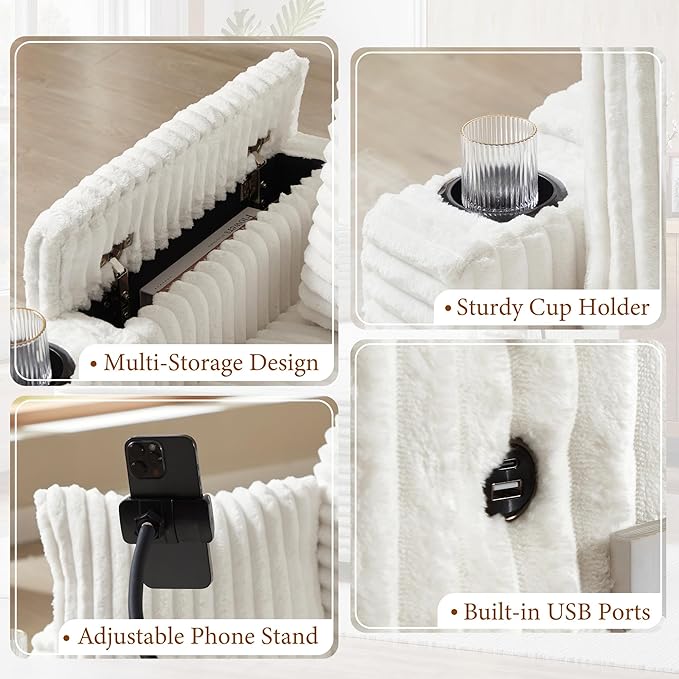 Accent Chair with Storage Ottoman Upholstered Living Room Chairs for Reading Chair with Chaise Lounge Chairs Indoor, Comfortable Armchair for Bedroom-CasaMuseHome