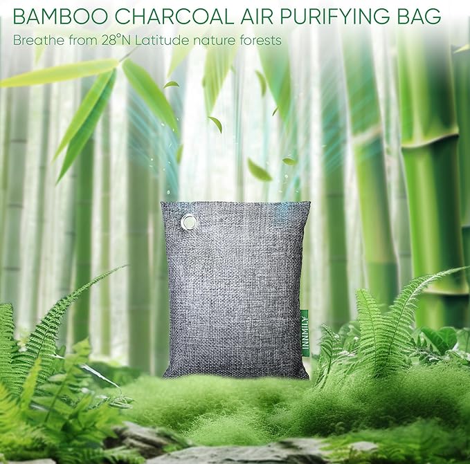 Activated Charcoal Odor Absorber, Odor Eliminator for Strong Odor,Bamboo Charcoal Air Purifying Bags for Home Car Closet Pet, Smoke Room Deodorizer (4 x 200g, Unscented)-CasaMuseHome