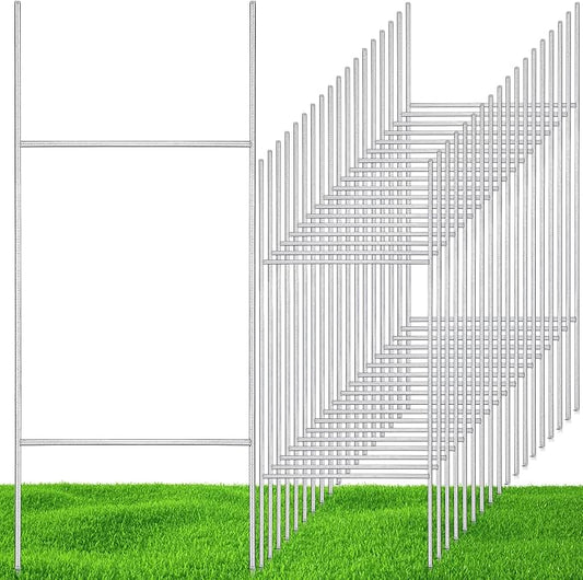 30 Pcs H Stakes for Yard Signs 30'' x 10'' Metal Heavy Duty H Frame Wire Stakes Weatherproof Metal Holder for 4mm 5mm Corrugated Signs Advertising Board Guidepost Yard Halloween Decor-CasaMuseHome