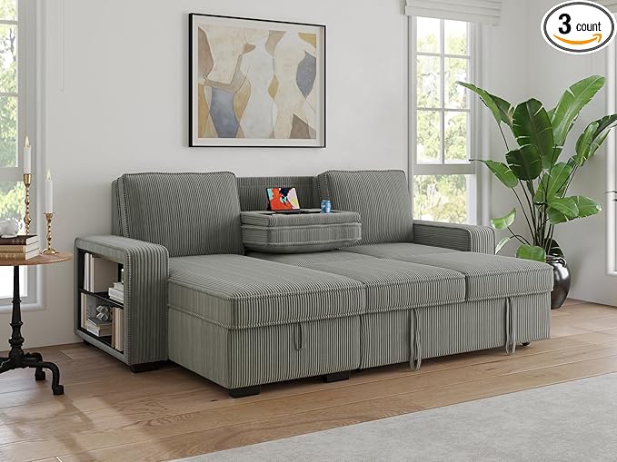 91-inch Reversible Sectional Sleeper-CasaMuseHome