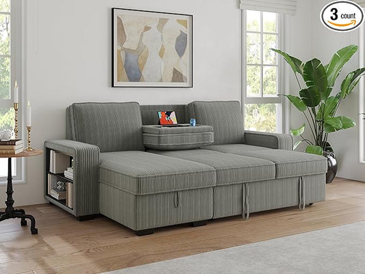 91-inch Reversible Sectional Sleeper-CasaMuseHome