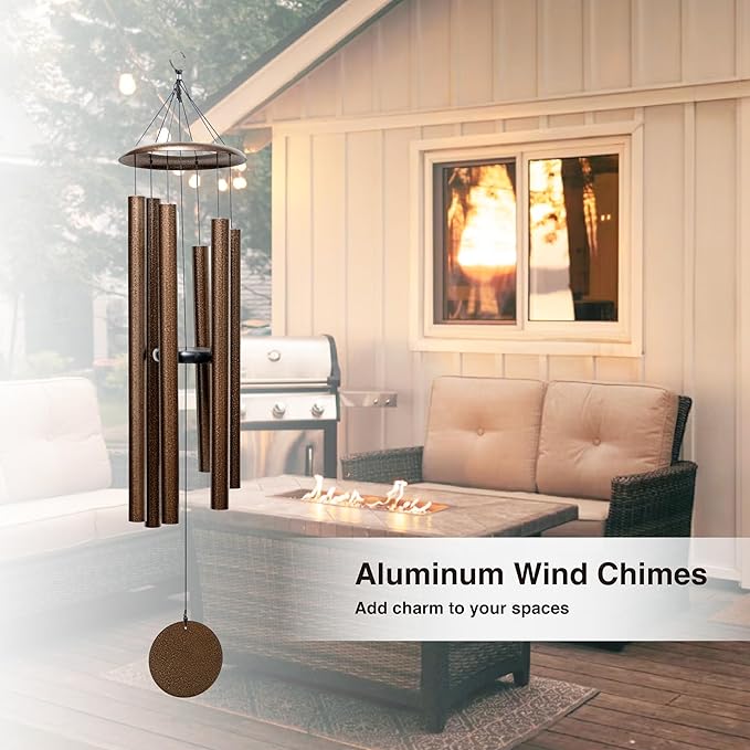 44 Inch Wind Chimes for Outside Deep Tone Sound Like Church Bell Rings Memorial Mother Day Copper Vein 1pcs Thickness of Tube is 2.8mm Taiwan Made-CasaMuseHome