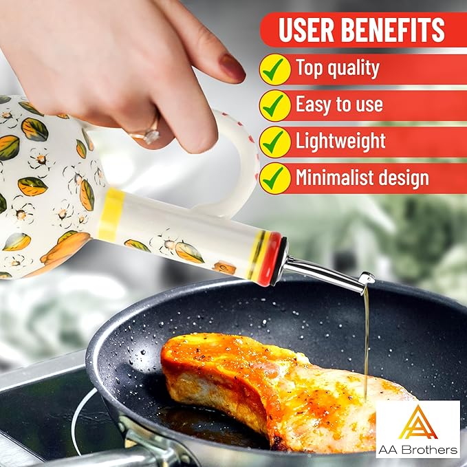 15Oz Ceramic Handmade Oil Dispenser with 3 olive design-CasaMuseHome