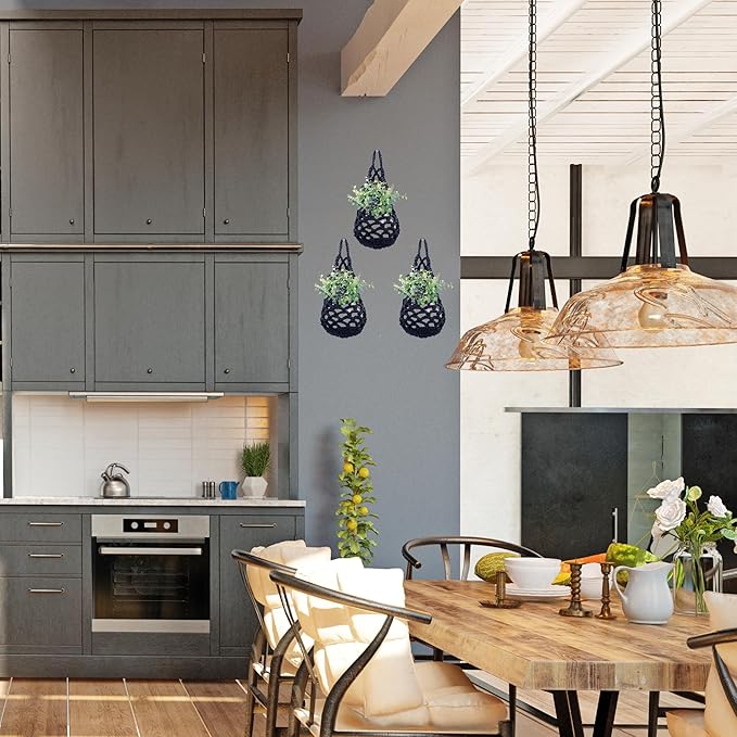 3PK Wall Planters for Indoor Plants, Macrame Plant Hanger | Wall Planter, Plant Hanger, Hanging Planter (3PK, for 4 inch Pot)-CasaMuseHome