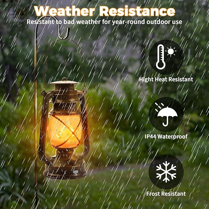 2 Pack Bronze Vintage 4 Modes Light LED Lanterns，Rechargeable Dancing Flame Lanterns Decorative Outdoor&Indoor, Remote Control Waterproof Hanging Lights for Camping,Patio Garden Pathway-CasaMuseHome