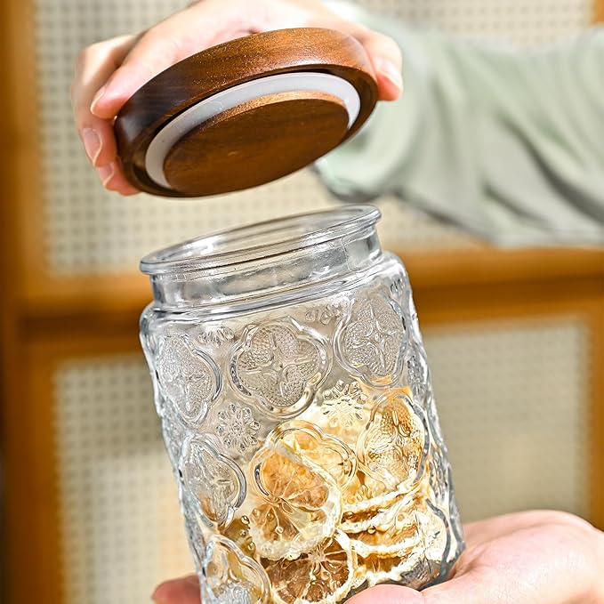 3-Pack 32oz Glass Jar With Airtight Lid,Kitchen Canisters For Countertop,Coffee Sugar Container Set,Pantry Glass Storage Containers For Flour,Candy,Loose Tea,Snack jar-CasaMuseHome