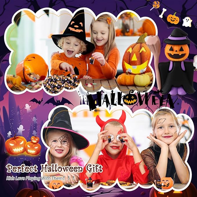 50 Pcs Halloween Mini Figurines Tiny Pumpkin Figures to Hide and Seek Rubber Wizard Miniatures Ornaments Gifts for Halloween Party Favors Table Decorations(Wizard)-CasaMuseHome