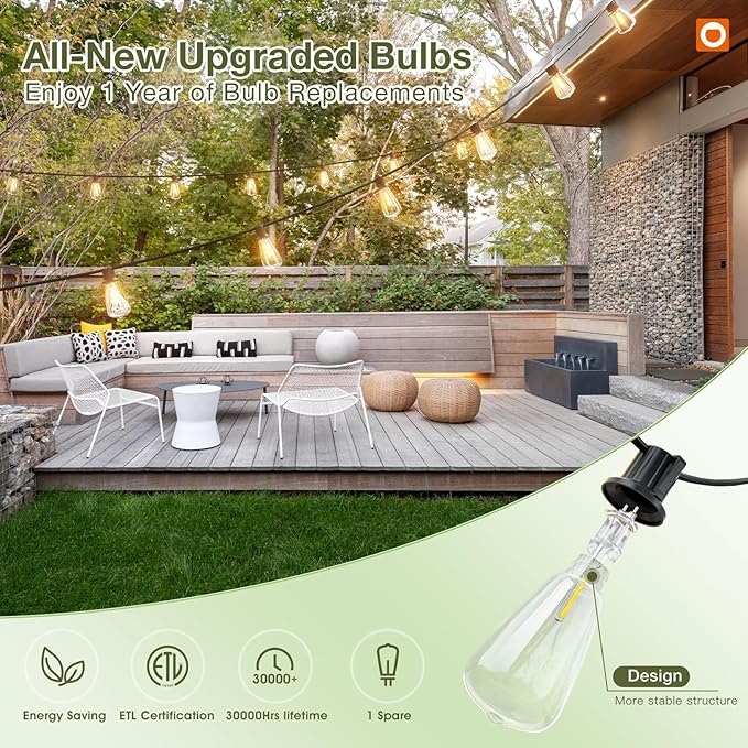 addlon 102(96+6) FT Solar String Lights Waterproof,Patio Light Solar Powered with Remote & USB Port 3 Modes, 30+2 LED Shatterproof Bulbs Outdoor Lighting for Camping Backyard Garden-CasaMuseHome