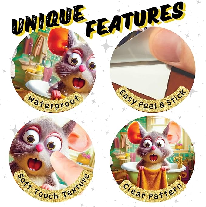 3D Mouse Sticker - Shower - Mousehole Wall Sticker Decal - Removable Bathroom Decor - Kids Room - Peel & Stick - Whimsical Home Decor - MICESTERPIECE-CasaMuseHome
