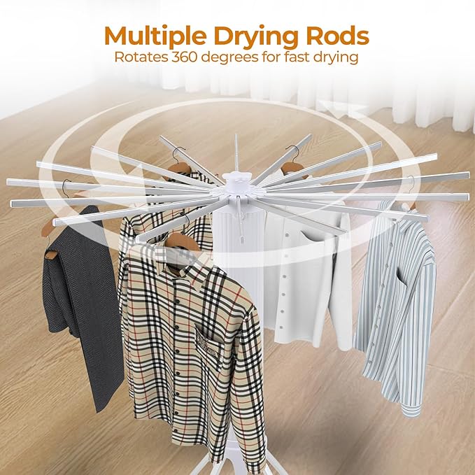 4-Legged Clothes Drying Rack Foldable,2 Tier Portable and Collapsible Space Saving Laundry Drying Rack with 4 Pulleys,Aluminum Dry Rack for Clothes-CasaMuseHome