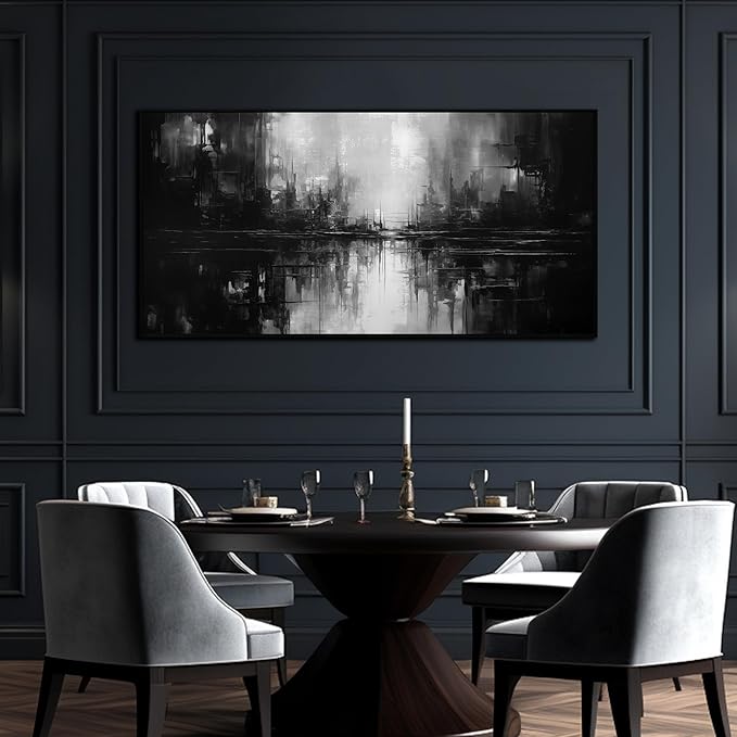 Abstract Painting Canvas Wall Art Living Room Black Wall Decor for Bedrom Home Office Decor Large Picture Frames for Wall 29 x 58 Inch-CasaMuseHome