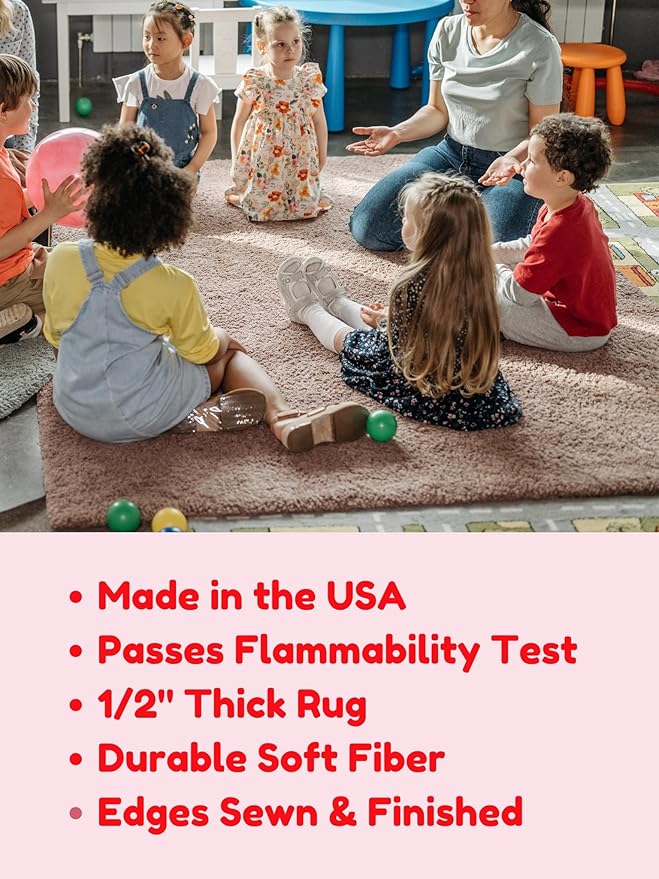 KOECKRITZ Soft and Colorful Kids Classroom Area Rugs (Passes Flammability Pill Test) Many Sizes and Bright Colors to Select from (6' x 6', Lemon)-CasaMuseHome