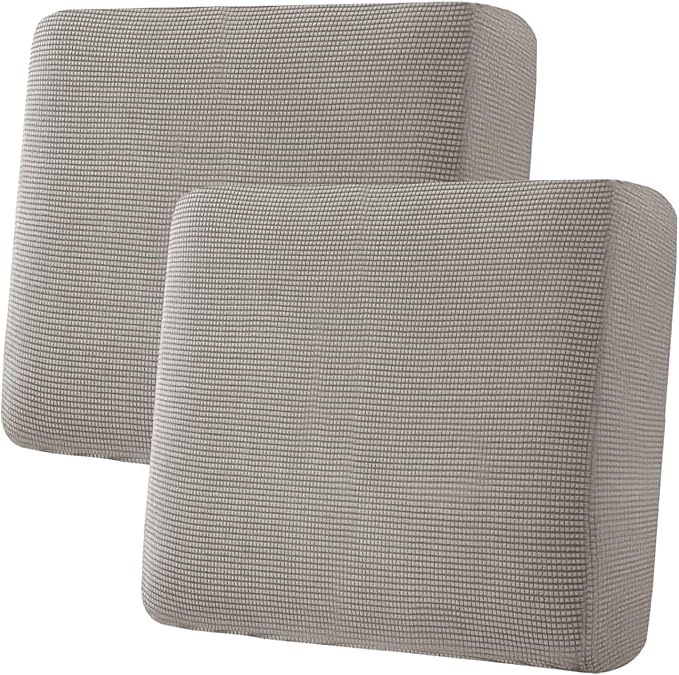 H.VERSAILTEX Super Stretch Individual Seat Sofa Covers Couch Slipcover Sets Thick Jacquard Textured Twill Fabric (2 Piece Large Sofa Cushion Covers, Taupe)-CasaMuseHome