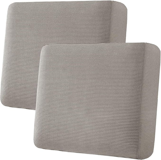 H.VERSAILTEX Super Stretch Individual Seat Sofa Covers Couch Slipcover Sets Thick Jacquard Textured Twill Fabric (2 Piece Large Sofa Cushion Covers, Taupe)-CasaMuseHome