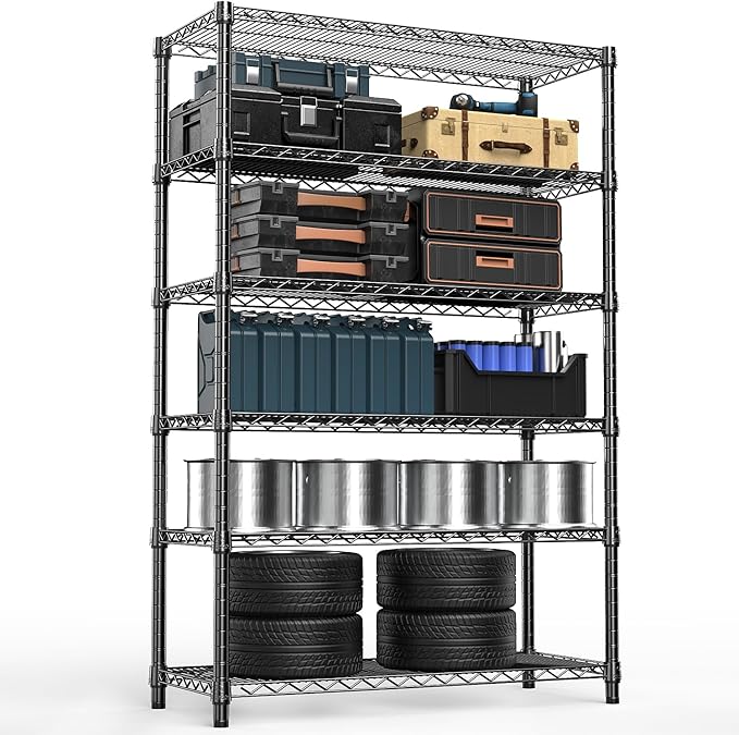 4080 lbs Steel Storage Shelving 6-Tier Utility Shelving Unit Steel Organizer Wire Rack for Home,Kitchen,Office,Garage, 17.7" D x 47.2" W x 72.3" H-CasaMuseHome