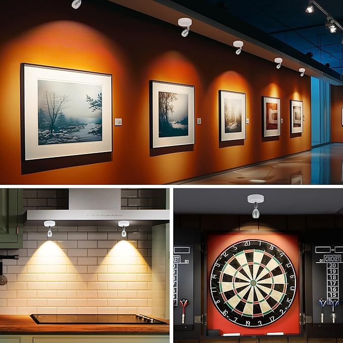 4 Pack Wireless Spot Lights Indoor, Battery Operated Uplighting, Mini Spotlight with Remote 3CCT Tree Lights Indoor, Accent Wall Lights for Display Plant Picture Dartboard-CasaMuseHome