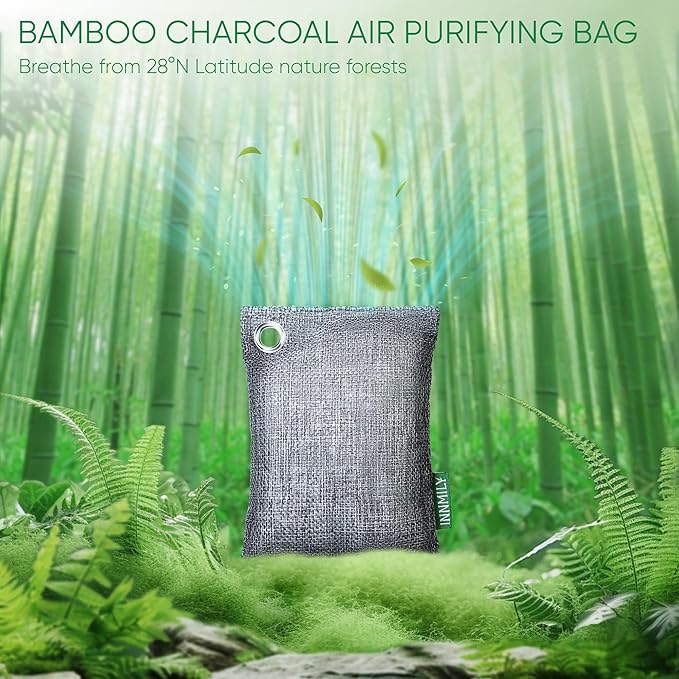 Activated Charcoal Odor Absorber, Odor Eliminator for Strong Odor,Bamboo Charcoal Air Purifying Bags for Home Car Closet Pet, Smoke Room Deodorizer (10 x 100g, Unscented)-CasaMuseHome