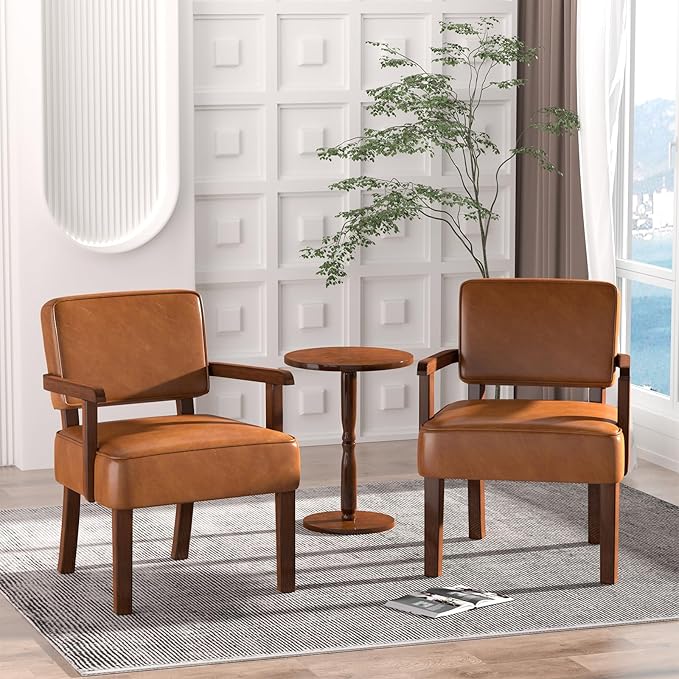 Accent Chair, PU Leather Living Room Chairs Oversize with Soft Seat and Armrests for Living Room Dinning Room Bedroom Reading Room Waiting Room-CasaMuseHome