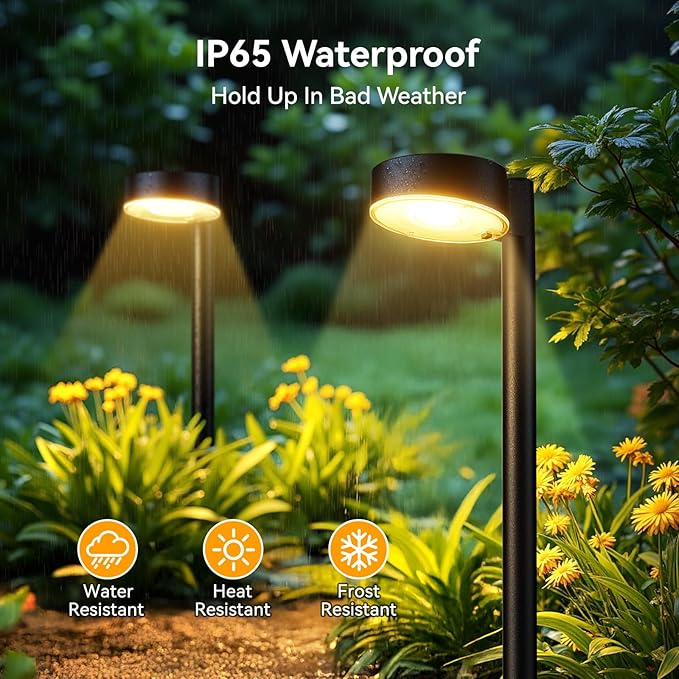 6 Pack Solar Pathway Lights Outdoor, 12 Brighter LED Solar Lights Outdoor Waterproof, Up to 12 Hrs Modern Path Light for Yard Garden Walkway Driveway Lawn-CasaMuseHome