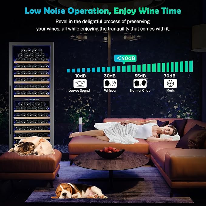 200 Bottle Dual Zone Wine Fridge – 24 Inch Large Capacity Wine Cooler Refrigerator Freestanding/Built-In with Upgraded Compressor, Low-Noise Wine Cellar & Intelligent Temperature Control - Black-CasaMuseHome