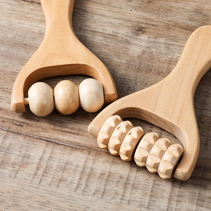 2 Pcs Wooden Massage Roller, Massage Hand Roller Massagers for Neck Muscle Rollers Stick Wooden Massager Tool for Back Rolling Hands Foot The Face Ball Full Body-CasaMuseHome