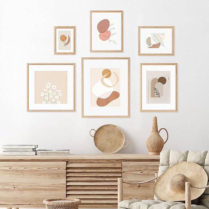 5x7 Picture Frame Natural Solid Oak Photo Frames with 4x6 Removable Mat Wall Hanging Large Handcrafted Frame with HD Plexiglass Wall and Tabletop Display Large Poster Frame-CasaMuseHome