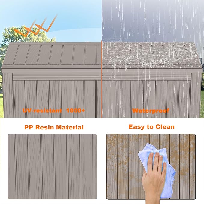 150 Gallon Resin Deck Box, Lockable Patio Outdoor Storage Box for Furniture, Garden Tools and Tools Storage, Waterproof Outside Storage Boxes - Grey-CasaMuseHome