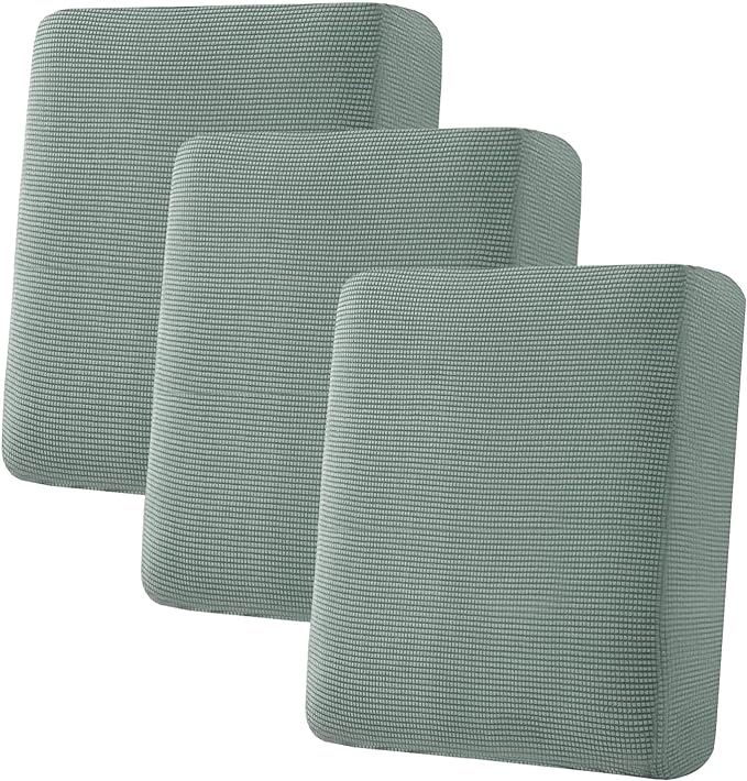 H.VERSAILTEX Super Stretch Individual Seat Cushion Covers Sofa Covers Couch Cushion Covers Slipcover Sets Thick Jacquard Textured Twill Fabric (3 Piece Sofa Cushion Covers, Sage)-CasaMuseHome