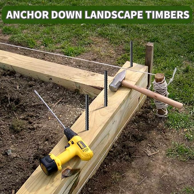 16 inches Rebar Stakes Heavy Duty (34-Pack) Metal Spikes for Concrete Timber, Garden Plant, Straight Steel Stakes for Tent, 3/8" Thickness Ground Anchors with Chisel Point End, Black-CasaMuseHome