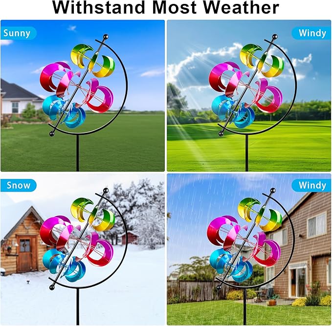 62.9" Large Wind Spinner Outdoor Decor, Garden Art with Metal Stake, Resistant for Yard, Patio and Lawn-CasaMuseHome