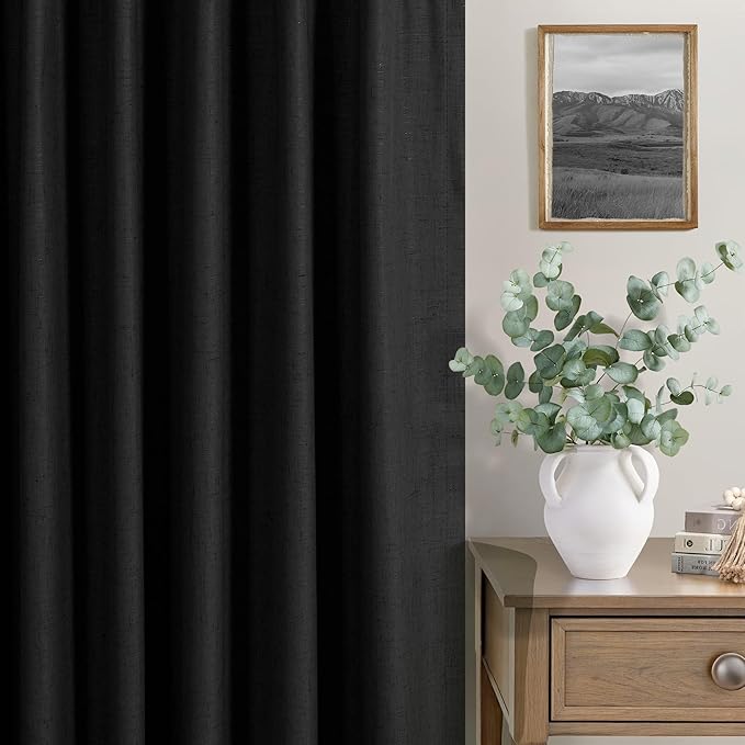102 Inch Curtains Black Out Linen Blackout Curtains for Bedroom Aesthetic 2 Panel Long Drapes Large Window Sun Light Blocker Custom Made Size Thermal Insulated Curtains for Living Room 52x102 Length-CasaMuseHome