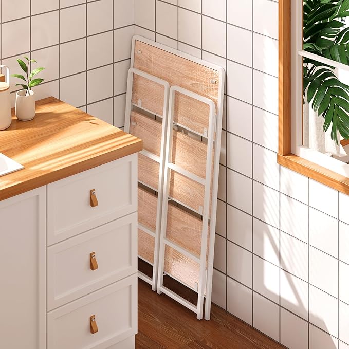 4NM No Assembly Foldable Bookshelf, 3-Shelf Collapsible Bookcase Storage for Small Spaces, 42.1" H, Natural White-CasaMuseHome